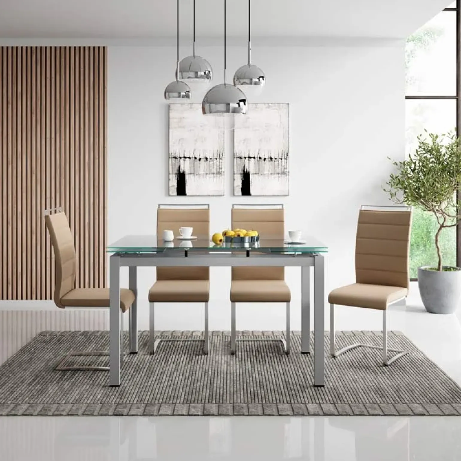 Tavolo 110/170cm in vetro allungabile grigio metallo Liem Gihome®
