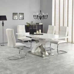Tavolo 160/220cm in vetro allungabile bianco lucido Iride Gihome®