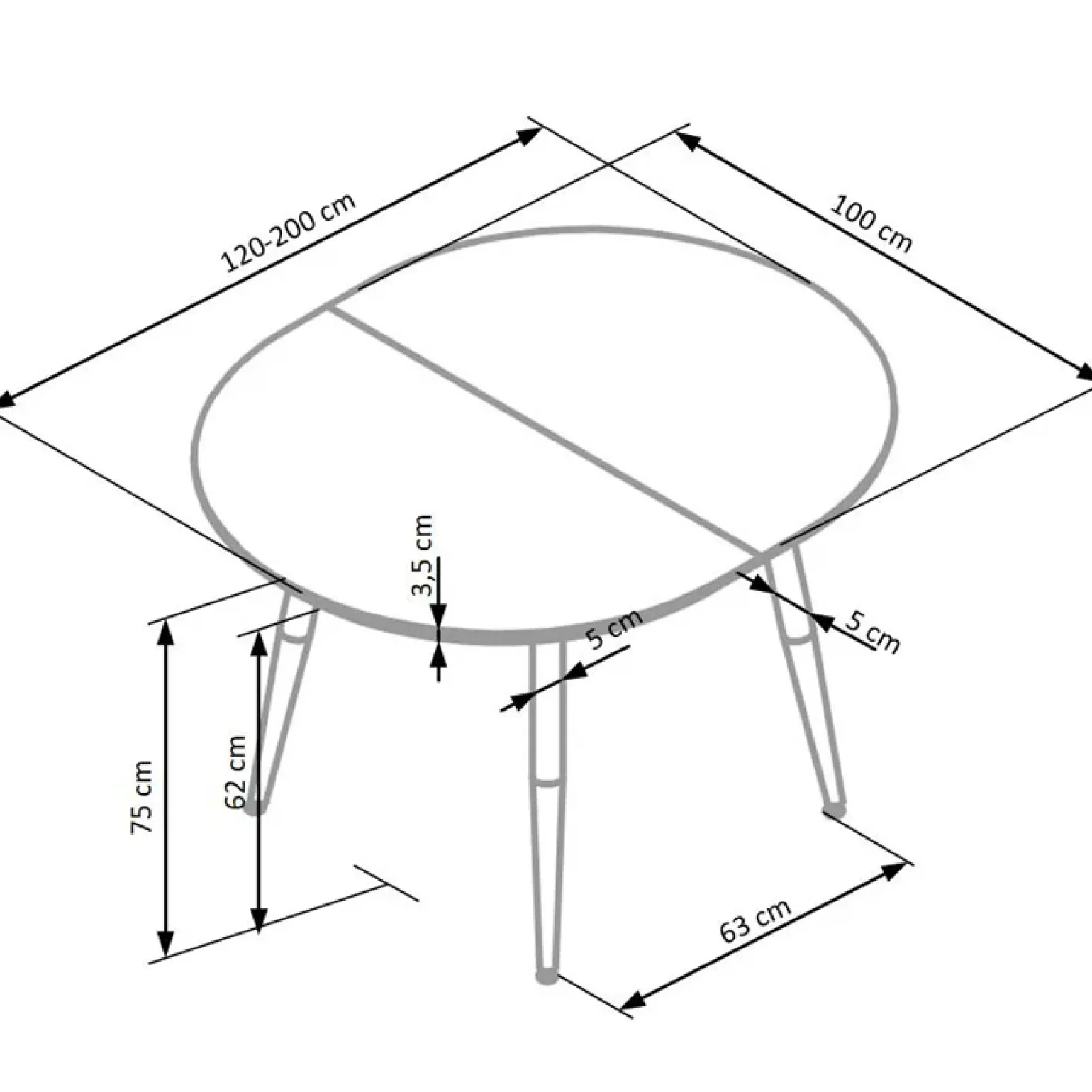 Tavolo 120/200cm ovale allungabile bianco rovere miele Papiro Gihome®
