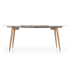 Tavolo 120/200cm ovale allungabile bianco rovere miele Papiro Gihome®