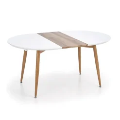 Tavolo 120/200cm rotondo ovale bianco rovere sanremo Papiro Gihome®