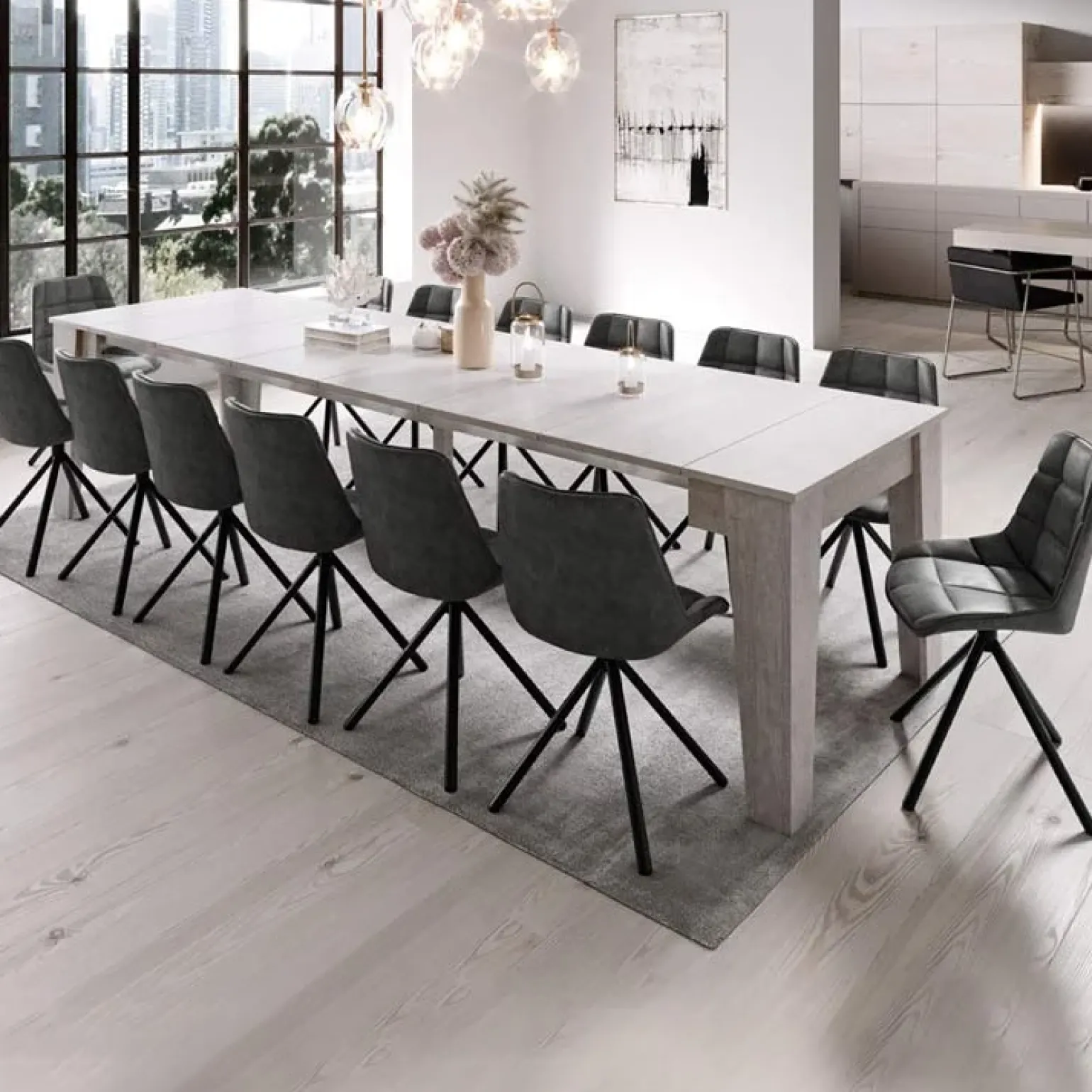 Tavolo consolle allungabile 54/306cm grigio cemento Grace Gihome®