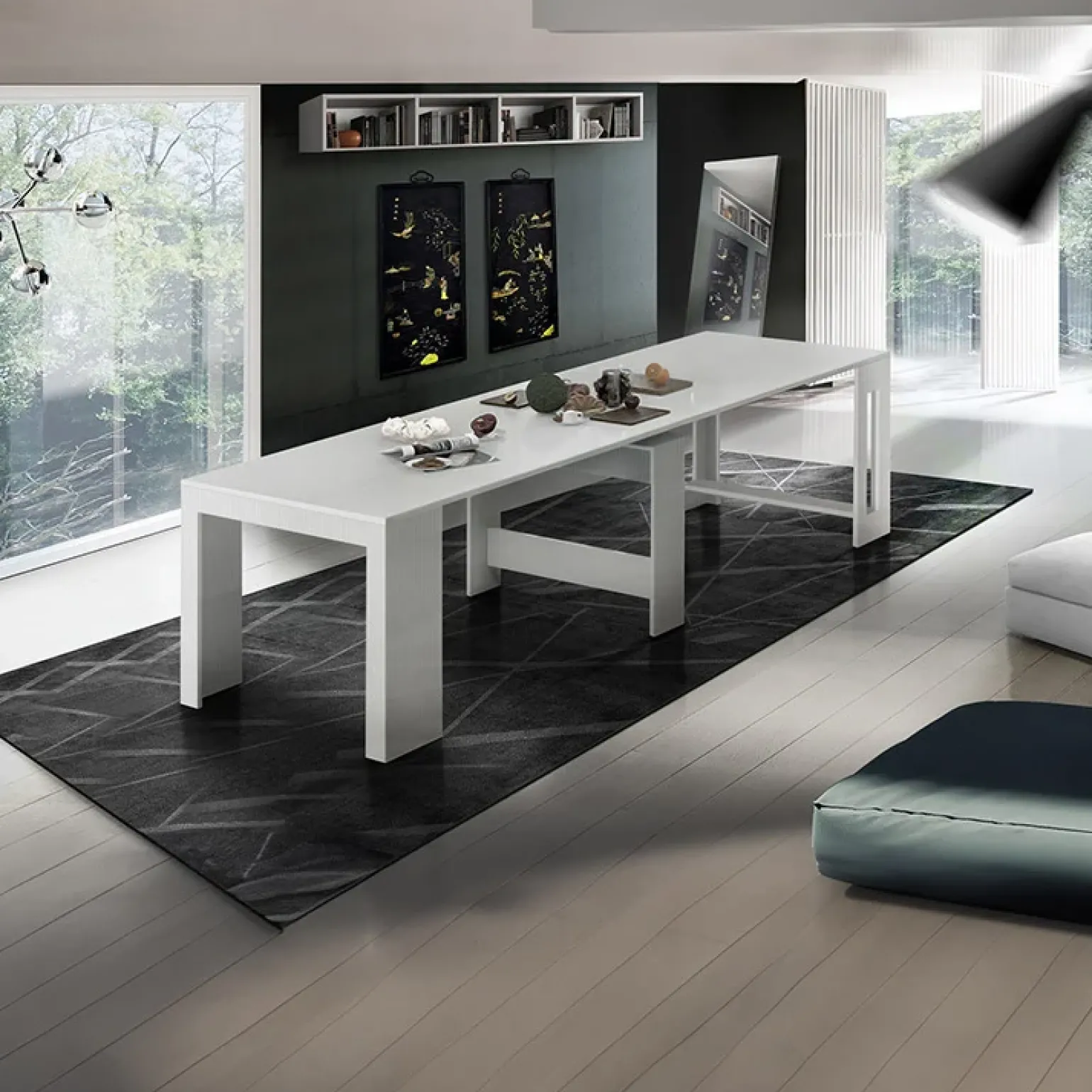 Tavolo consolle allungabile 50-300cm bianco opaco Zenzero