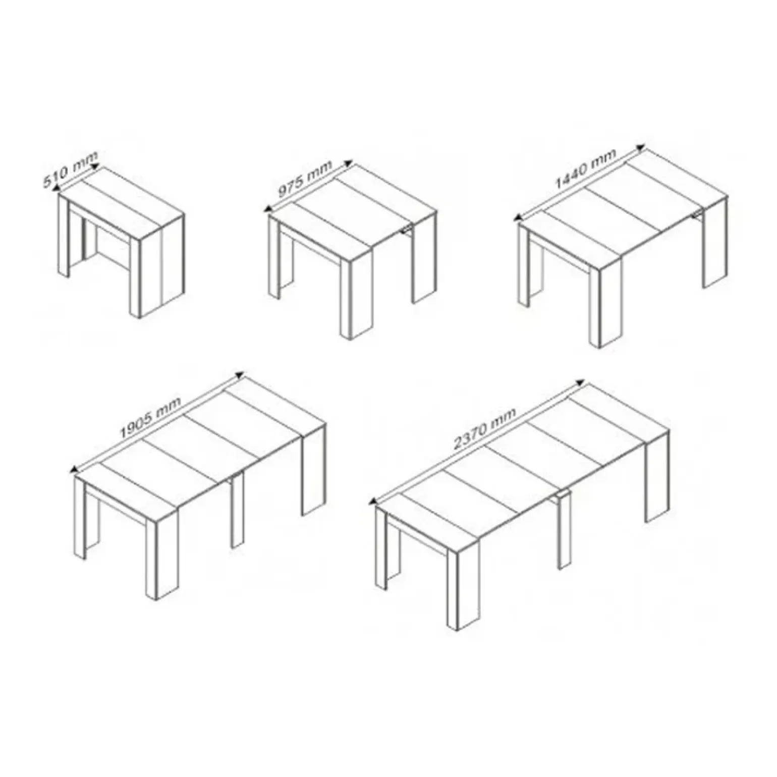 Tavolo consolle allungabile 51/237cm bianco lucido Asia Gihome®