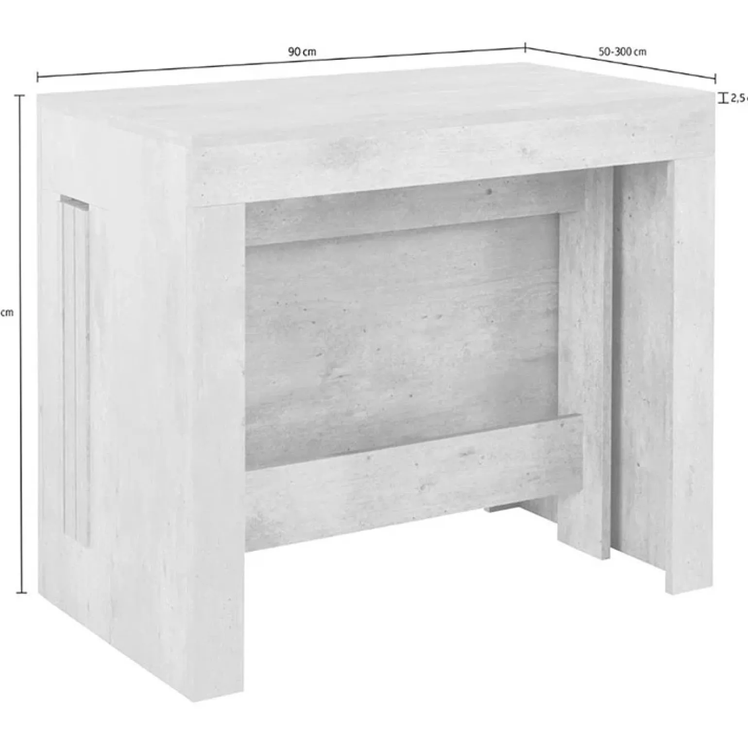 Tavolo consolle allungabile 50-300cm grigio cemento Zenzero