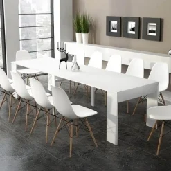 Tavolo consolle allungabile moderno 50/302cm bianco opaco Giada