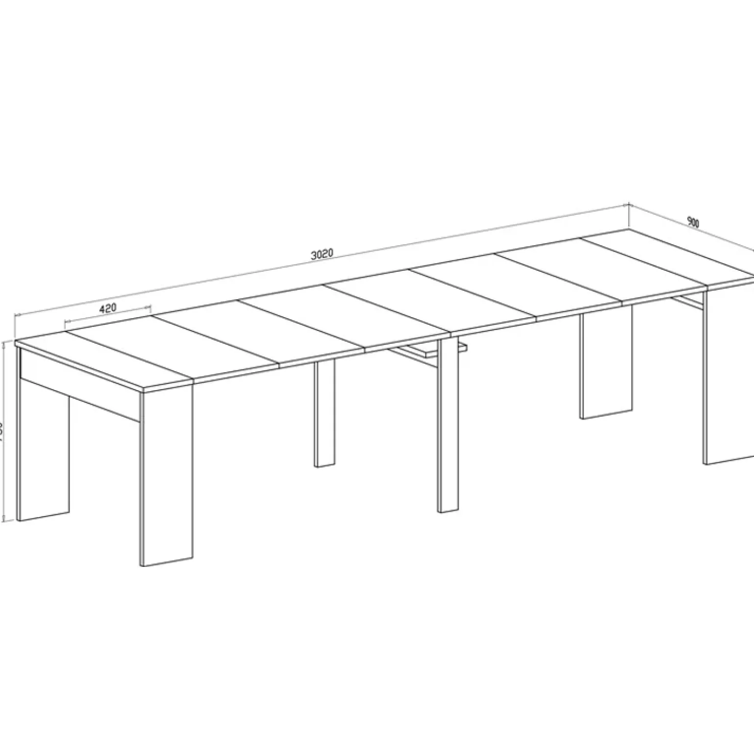 Tavolo consolle allungabile moderno 50/302cm bianco opaco Giada