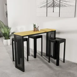 Tavolo consolle da cucina 139x39cm moderno industrial rovere nero Mentana