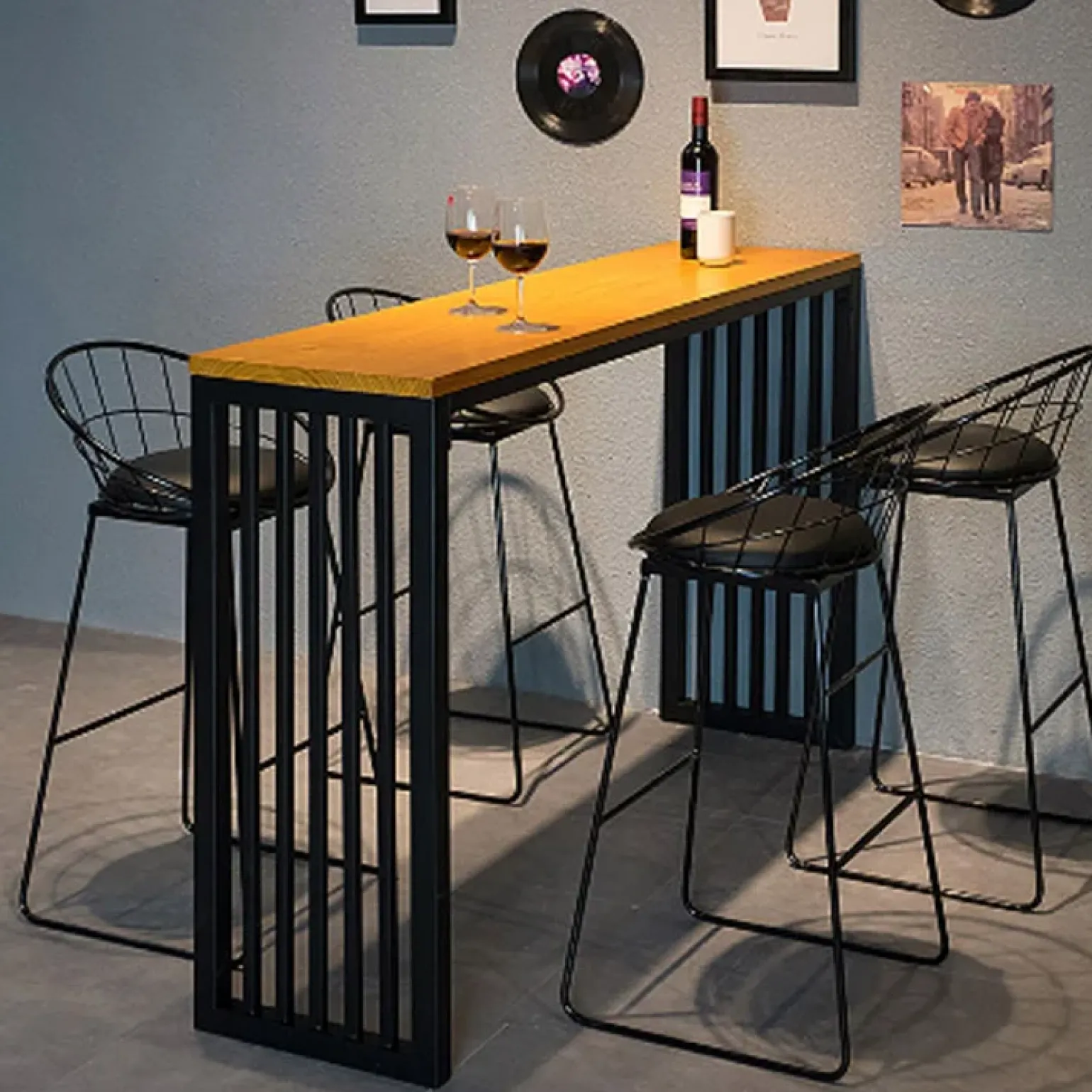 Tavolo consolle da cucina 139x39cm moderno industrial rovere nero Mentana