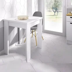 Tavolo da cucina allungabile 67-134x67cm in legno bianco Koke