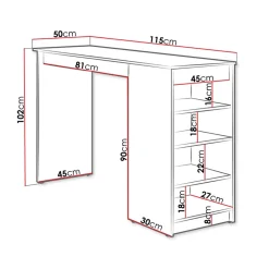 Tavolo da cucina 115x102cm moderno con ripiani bianco Mansel