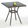 Tavolo da giardino con vetro 70x70cm rattan marrone Cubby