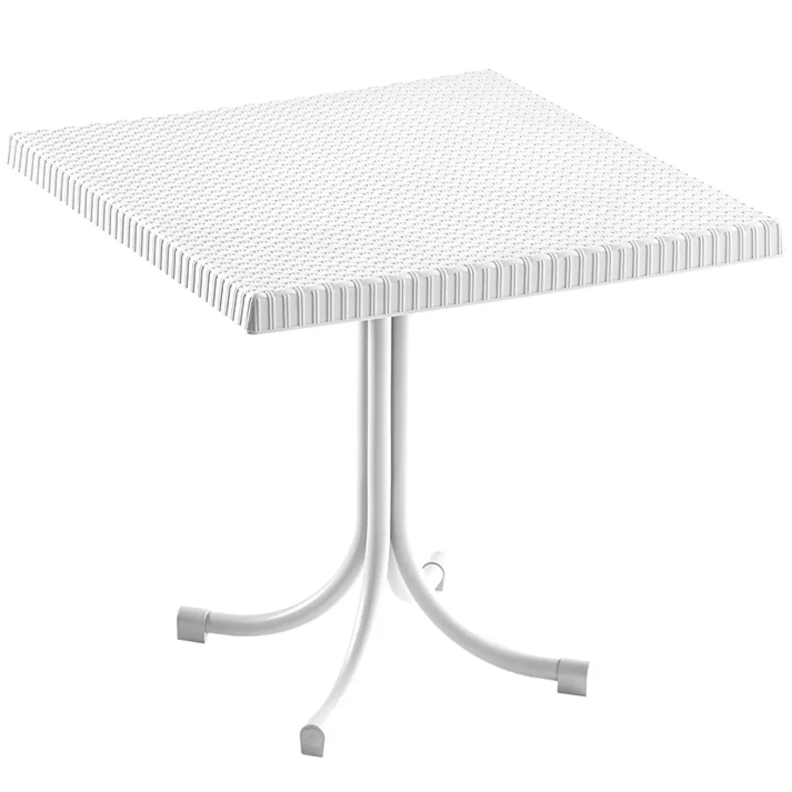 Tavolo da giardino esterno bar dehors quadrato 80x80cm polipropilene effetto rattan bianco Ivo