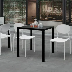 Tavolo da giardino 70x70 cm impilabile metallo grigio antracite Atlantis