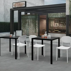 Tavolo da giardino 70x70 cm impilabile metallo grigio antracite Atlantis