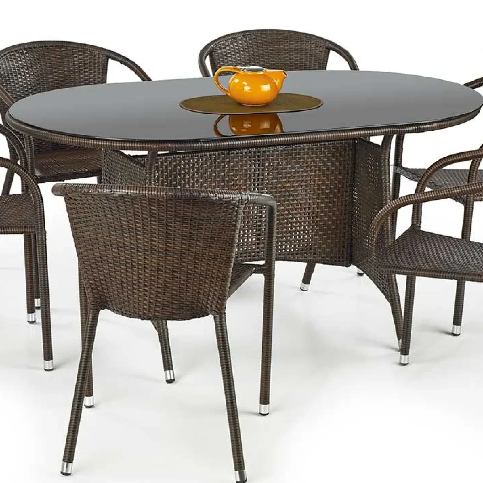 Tavolo da giardino 150x90cm polipropilene marrone scuro nero Cubby