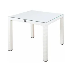 Tavolo da giardino 90x90cm polipropilene effetto rattan bianco Orsini