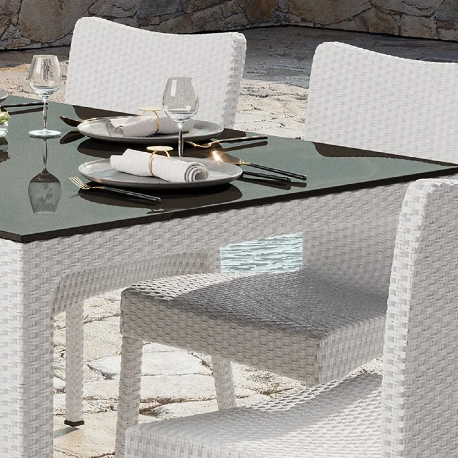 Tavolo da giardino 90x90cm polipropilene effetto rattan bianco Orsini