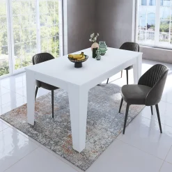 Tavolo da pranzo allungabile 120/160 cm moderno bianco opaco Orbis