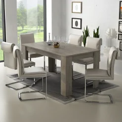 Tavolo da pranzo allungabile 160/220 cm moderno rovere grigio Basalt