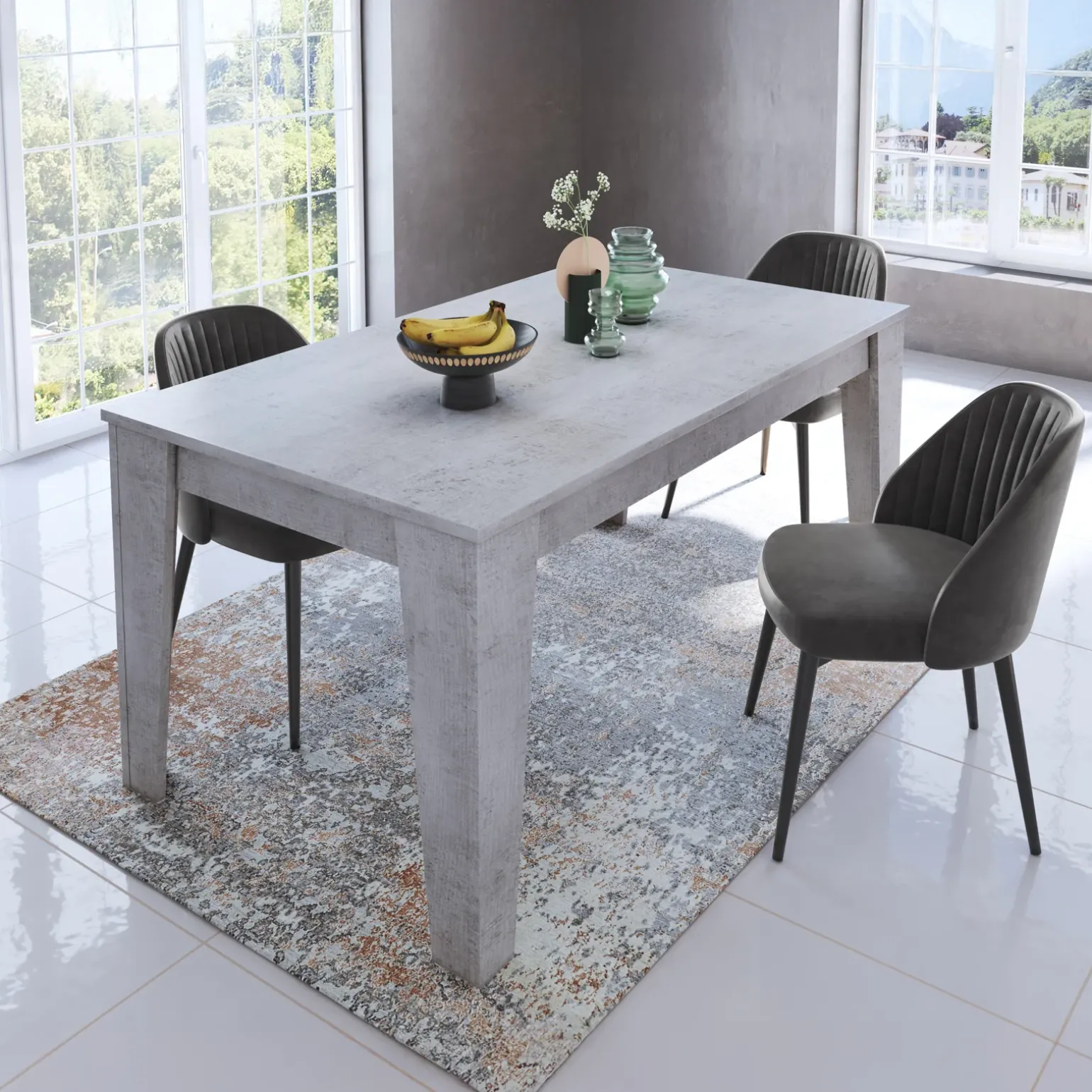 Tavolo da pranzo allungabile 120/160 cm moderno cemento Orbis