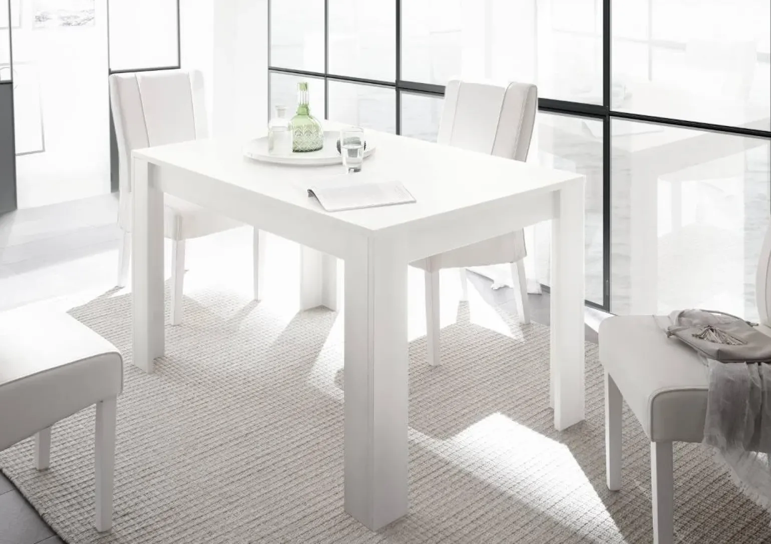 Tavolo da pranzo allungabile moderno 137/185cm bianco opaco Halston