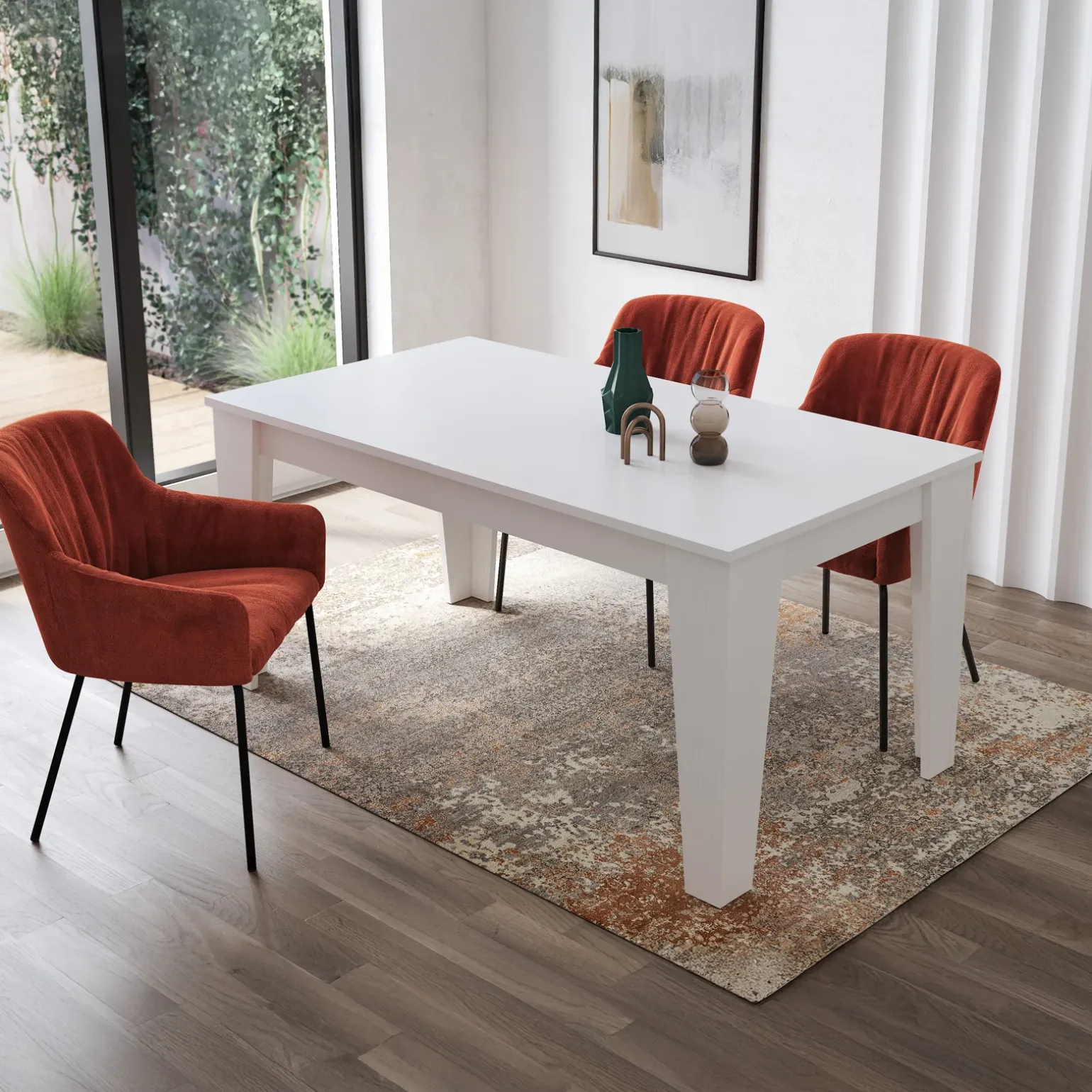 Tavolo da pranzo allungabile 160/220 cm moderno bianco opaco Orbis