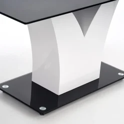 Tavolo da pranzo in vetro moderno 150x90cm bianco nero Ninfea