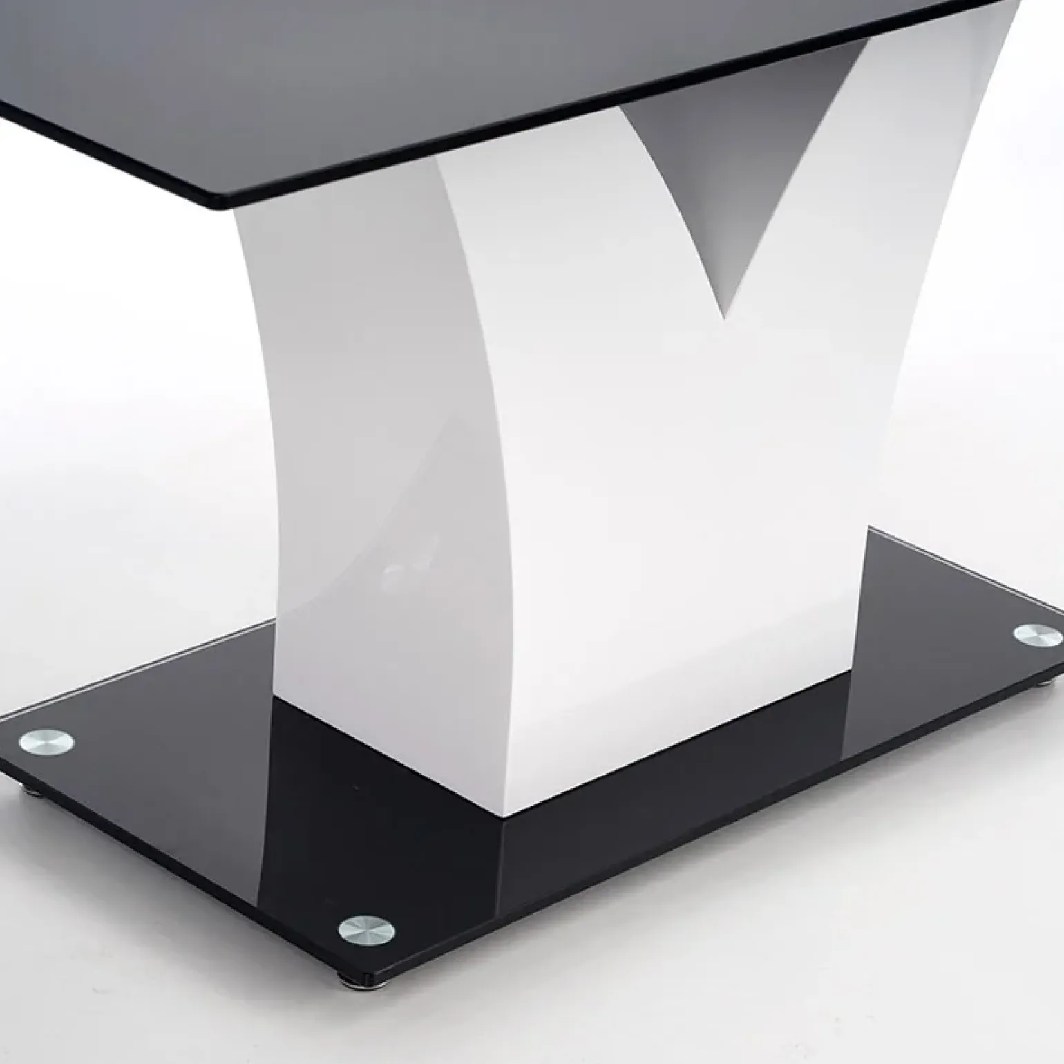 Tavolo da pranzo in vetro moderno 150x90cm bianco nero Ninfea