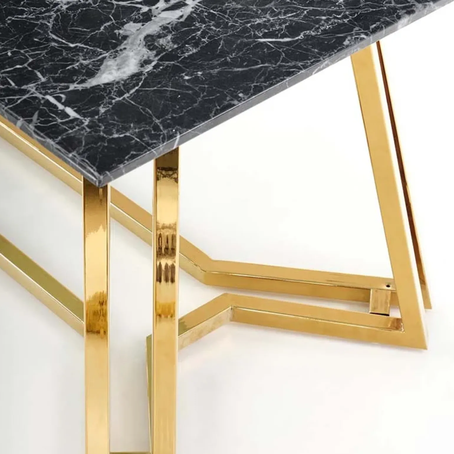 Tavolo da pranzo moderno 160x90cm marmo nero oro Stella