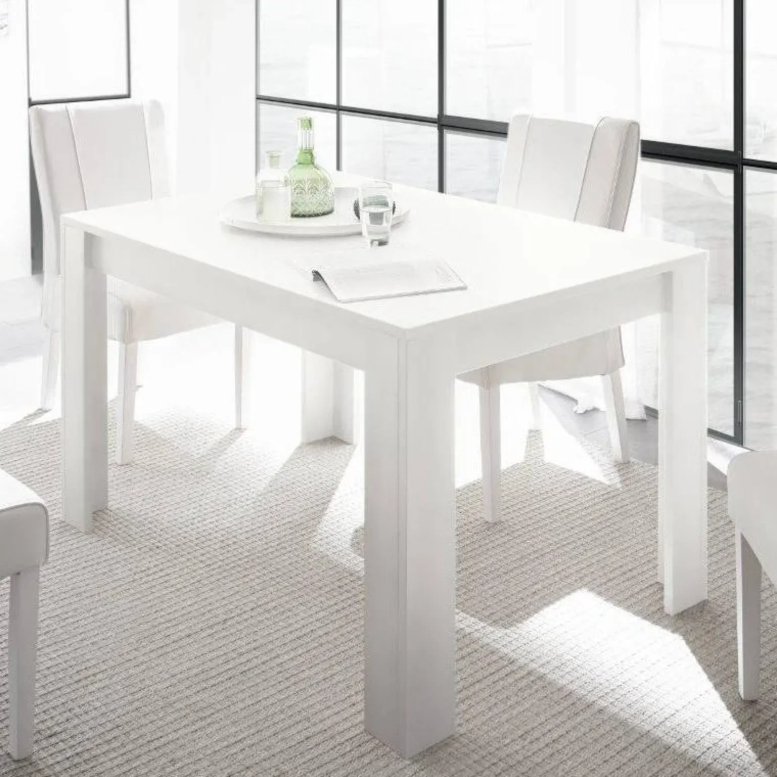 Tavolo da pranzo moderno rettangolare 180x90cm bianco opaco Halston