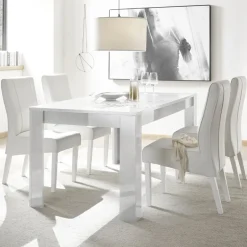 Tavolo da pranzo rettangolare 180x90cm bianco lucido serigrafato Paradise