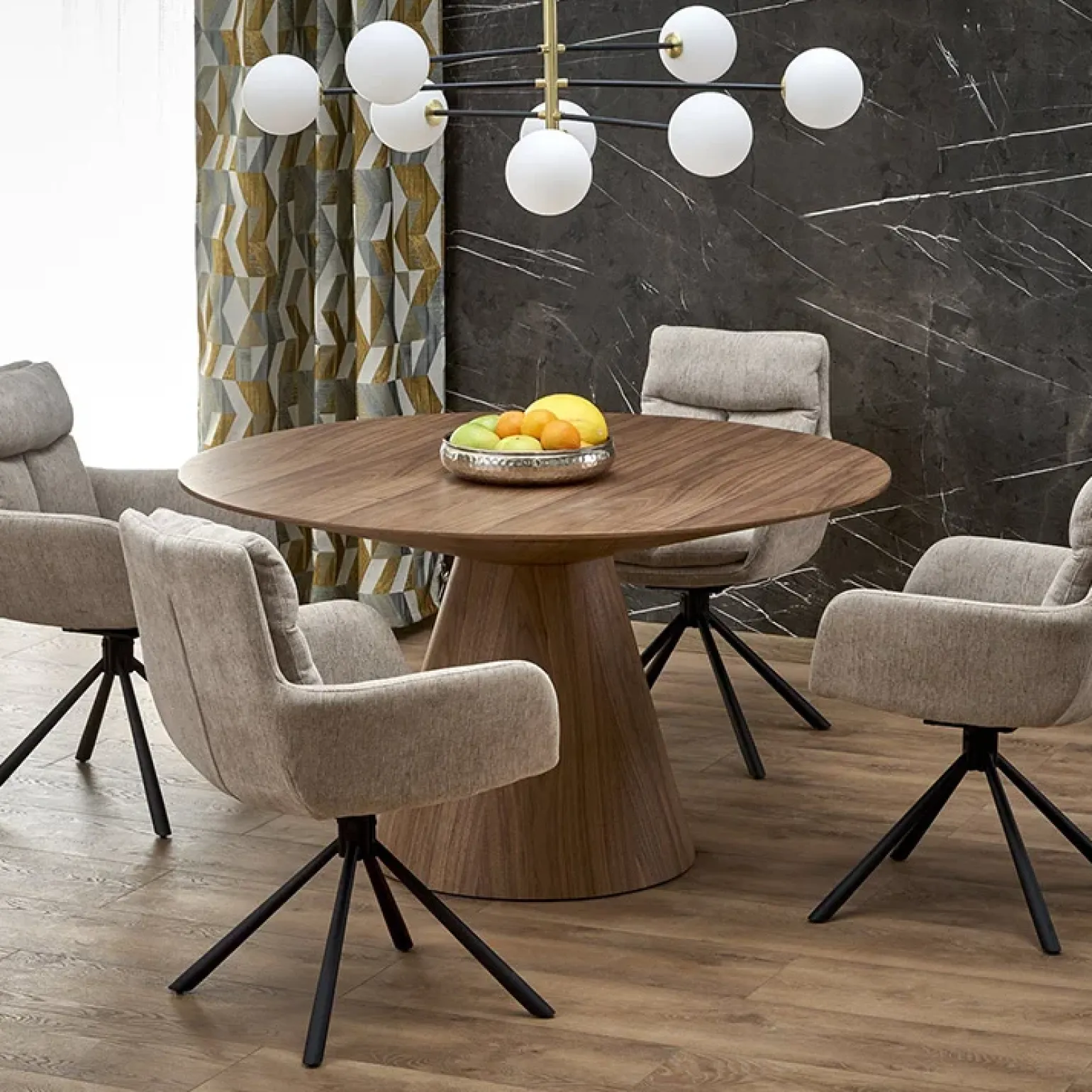 Tavolo da pranzo rotondo 136x78cm noce scuro Thor