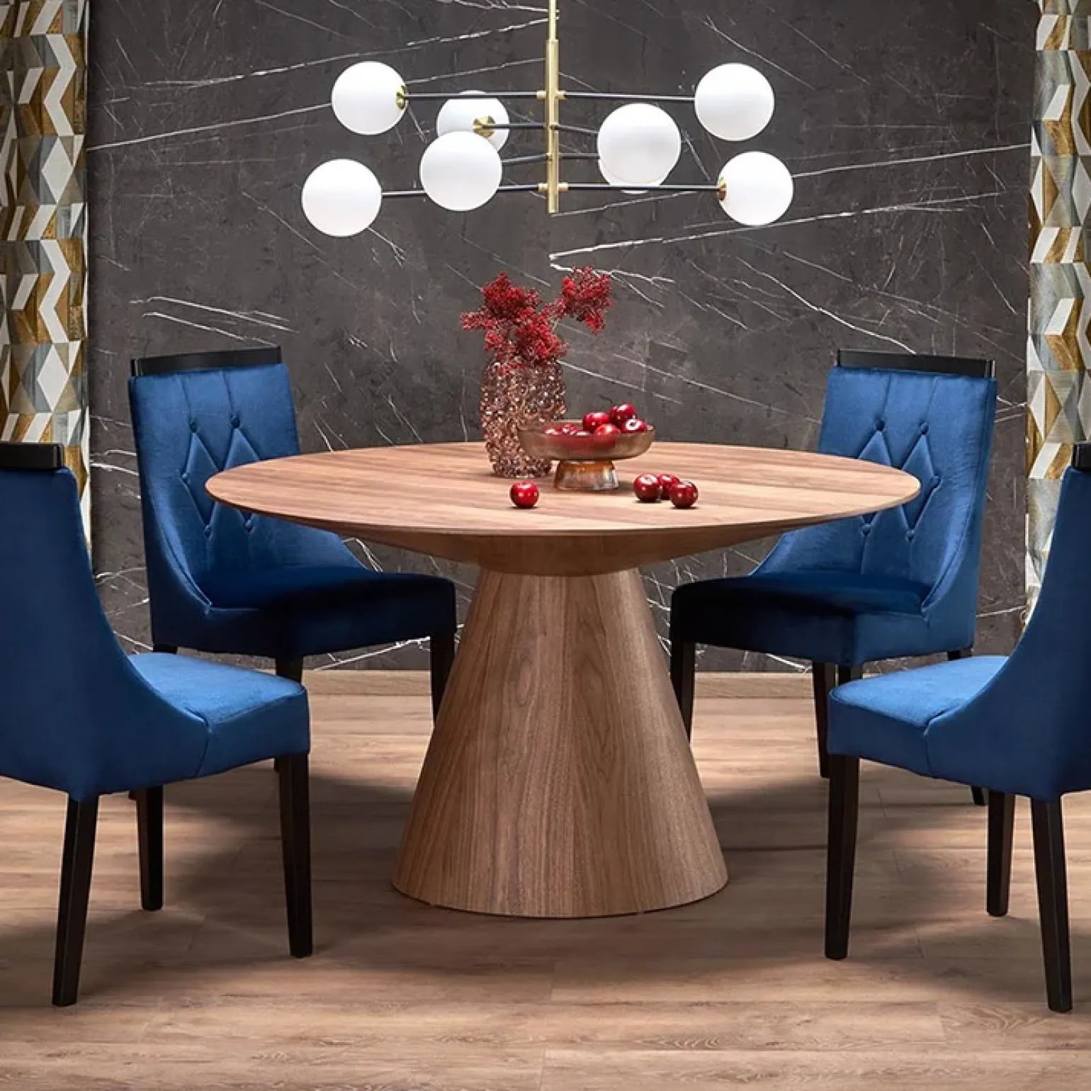 Tavolo da pranzo rotondo 136x78cm noce scuro Thor