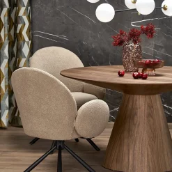 Tavolo da pranzo rotondo 136x78cm noce scuro Thor