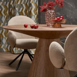 Tavolo da pranzo rotondo 136x78cm noce scuro Thor
