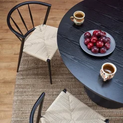 Tavolo da pranzo rotondo 120x77cm nero Igino
