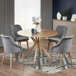 Tavolo da pranzo rotondo moderno 120x120cm rovere naturale Corinto