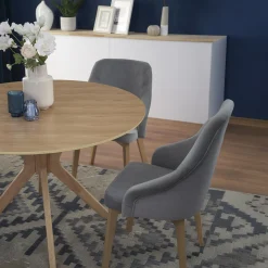 Tavolo da pranzo rotondo moderno 120x120cm rovere naturale Corinto