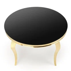 Tavolo da pranzo rotondo 120cm vetro nero cromato oro Selim