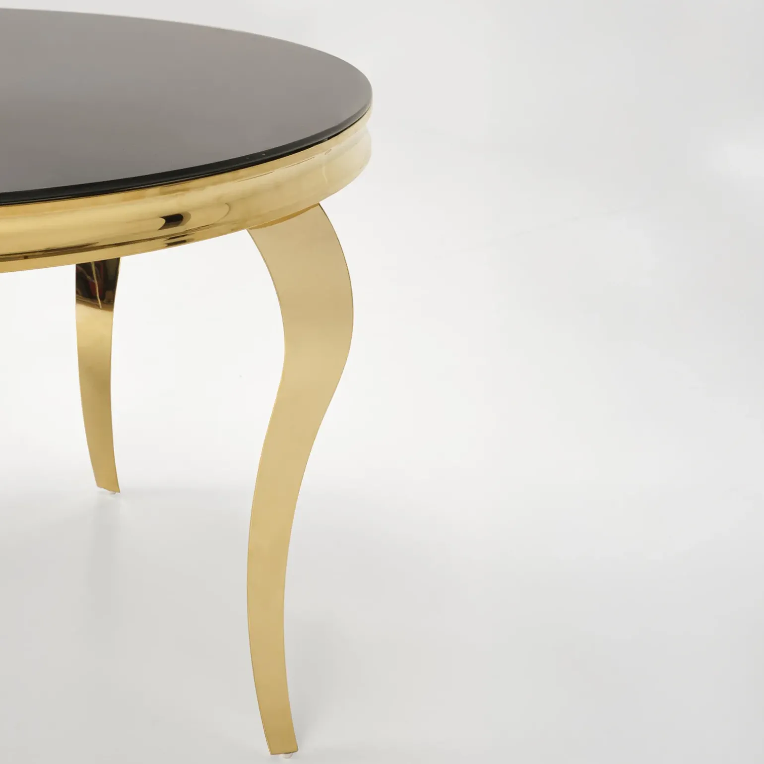Tavolo da pranzo rotondo 120cm vetro nero cromato oro Selim