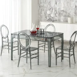 Tavolo da pranzo trasparente moderno 120x80cm fumé Naked