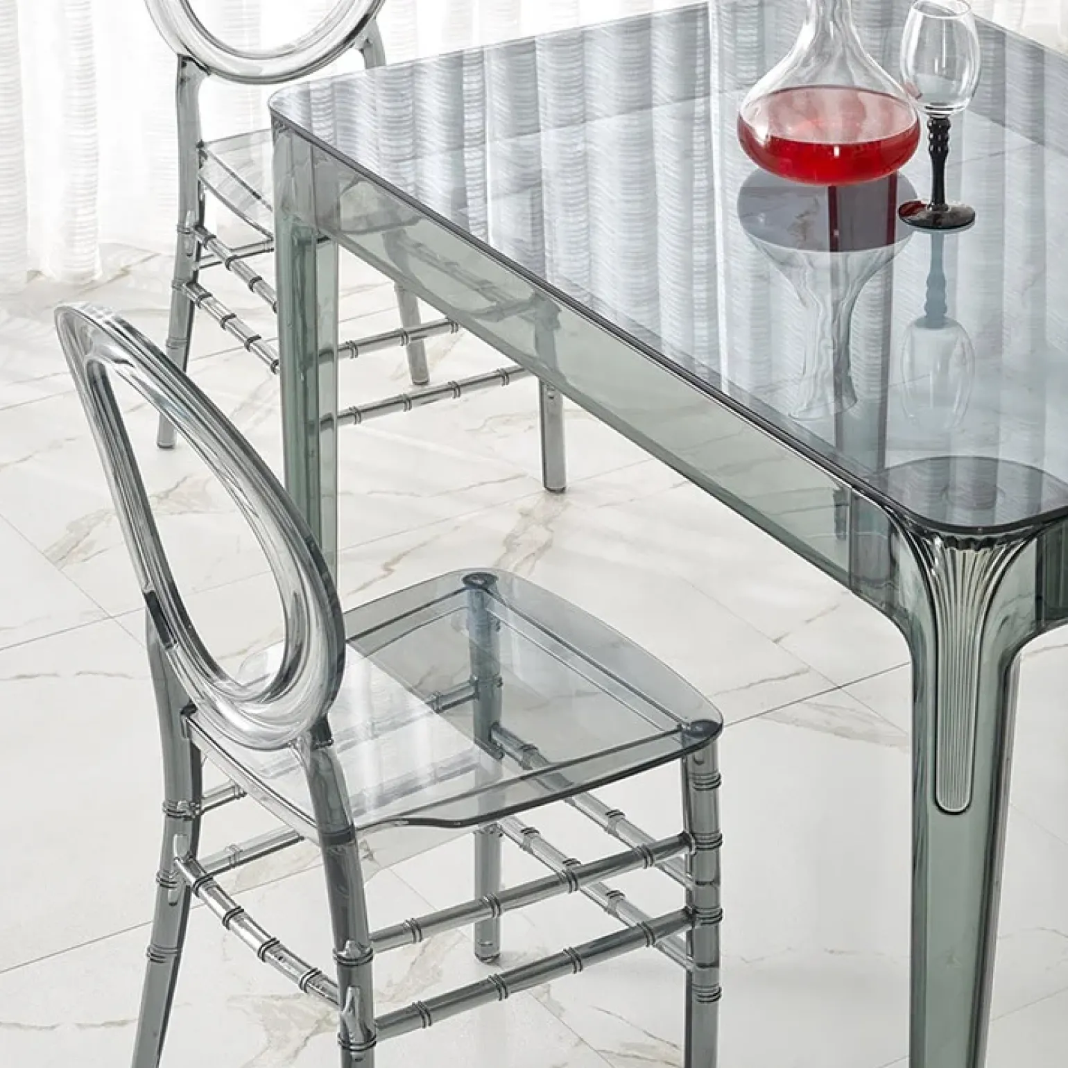 Tavolo da pranzo trasparente moderno 120x80cm fumé Naked