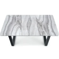 Tavolo in vetro 160/200cm allungabile marmo bianco grigio Jeff