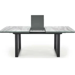 Tavolo in vetro 160/200cm allungabile marmo bianco grigio Jeff