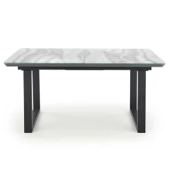 Tavolo in vetro 160/200cm allungabile marmo bianco grigio Jeff