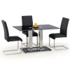 Tavolo in vetro nero moderno 130x80cm acciaio cromato Ceres