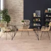 Tavolo in vetro 160x80cm acciaio nero Acer Gihome®