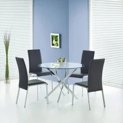 Tavolo in vetro 100x100cm rotondo da pranzo acciaio cromato Minerva Gihome®