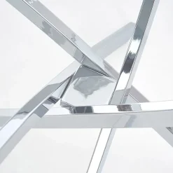 Tavolo in vetro 100x100cm rotondo da pranzo acciaio cromato Minerva Gihome®